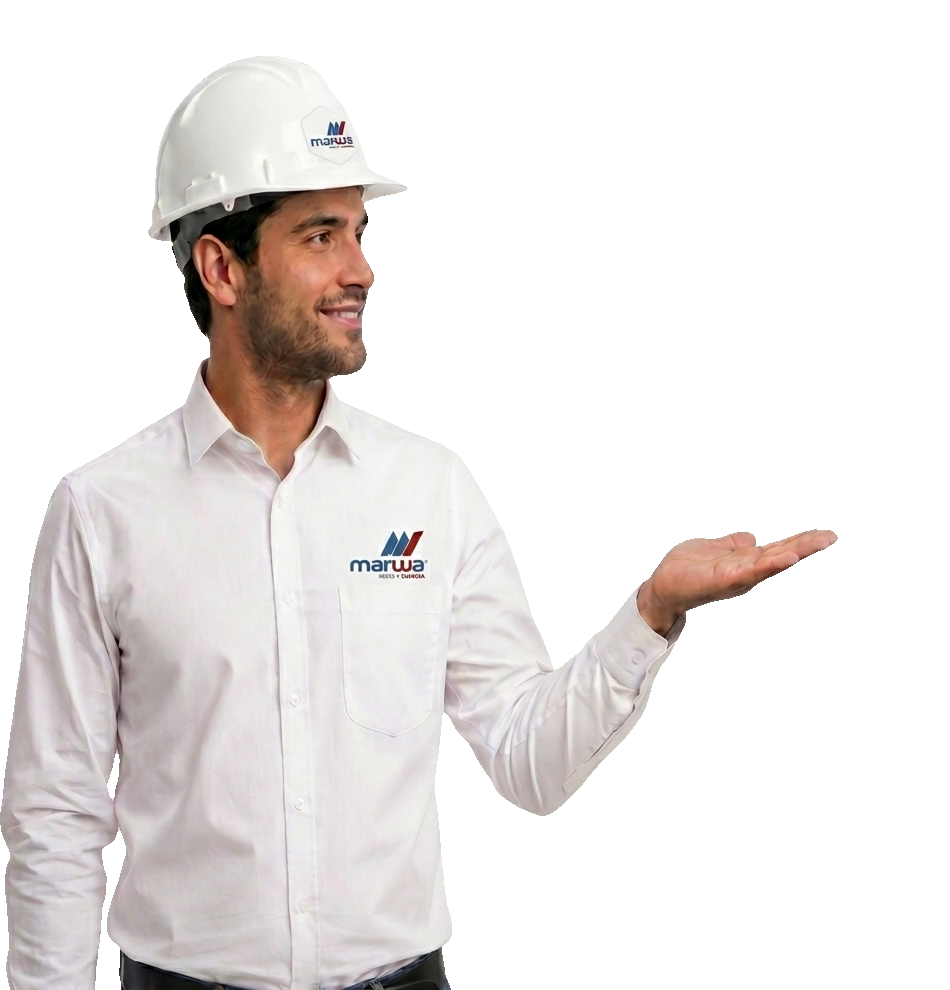 Profesional de MARWA presentando las líneas de producto · redes y energía